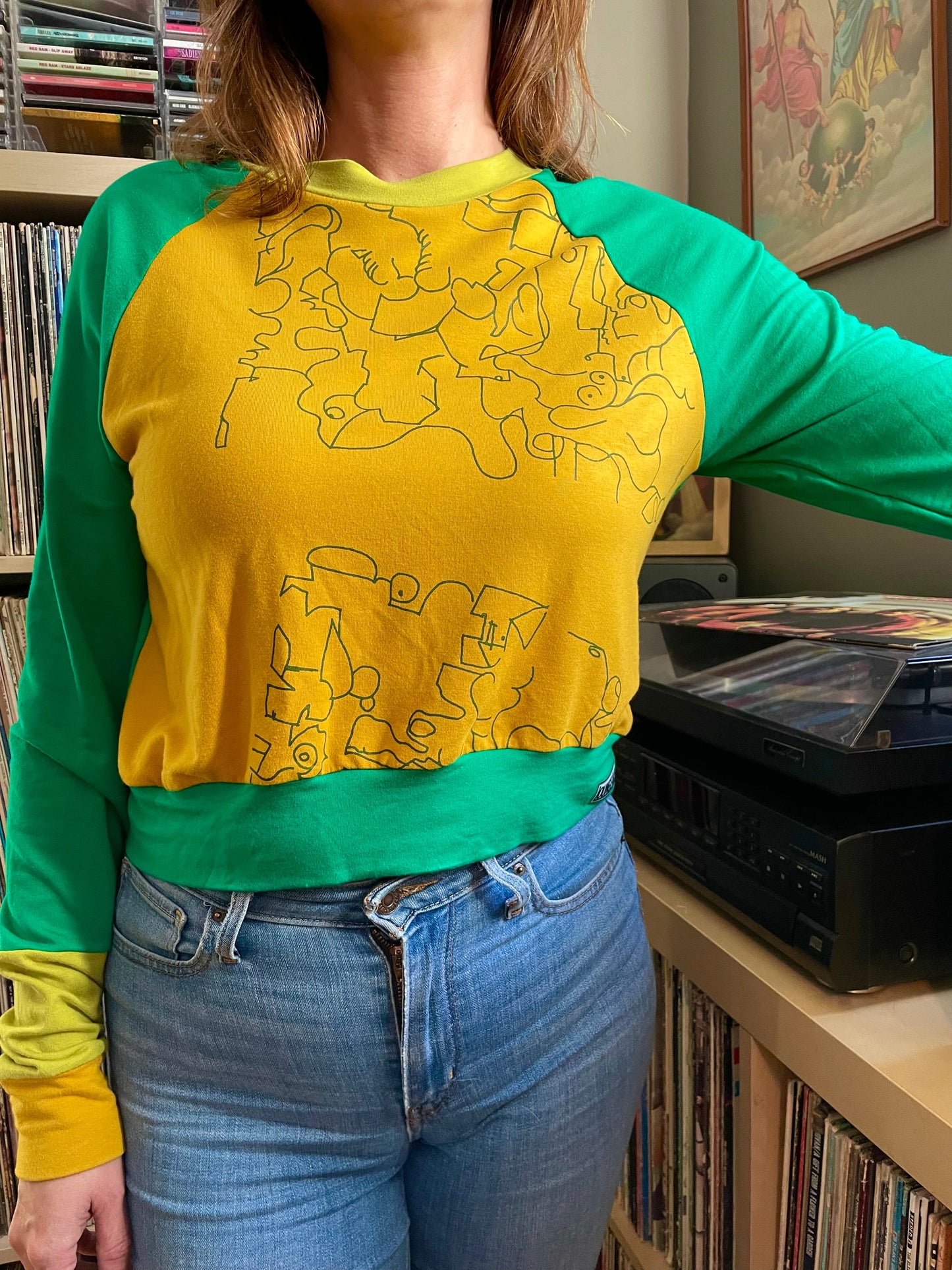 Yellow with Chartreuse/Green Pullover