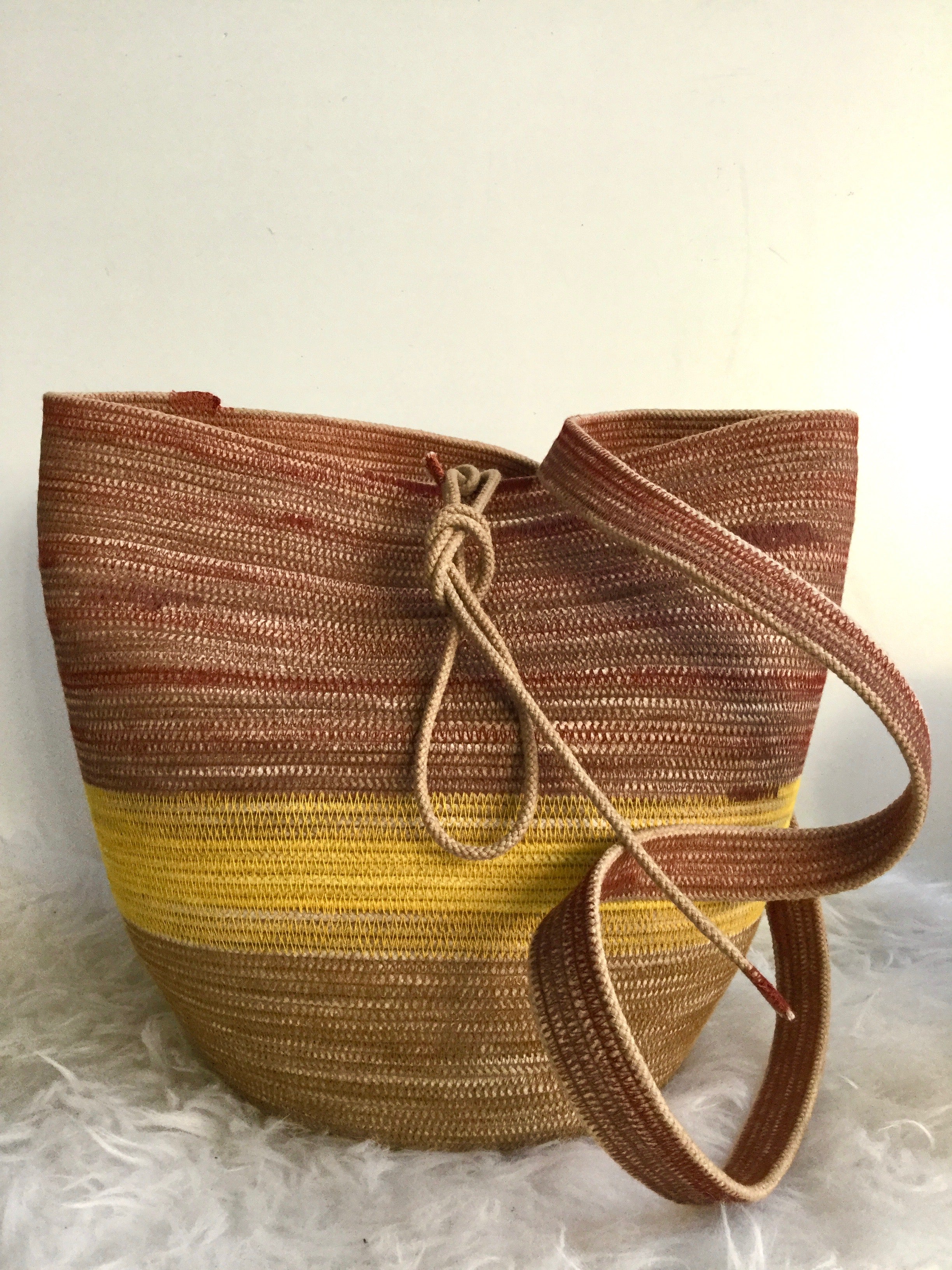 naturally dyed rope basket