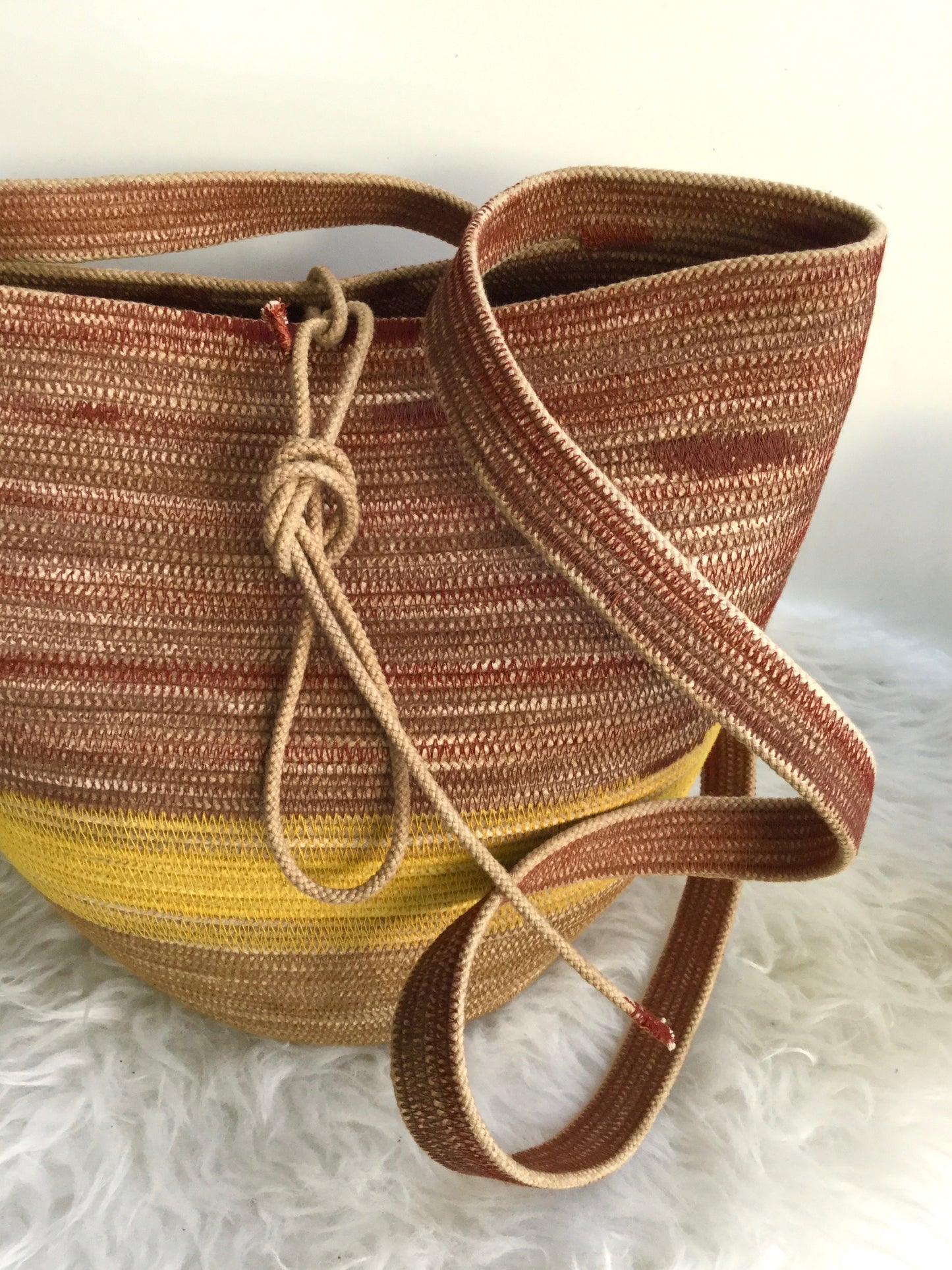 foraging basket made from cotton rope
