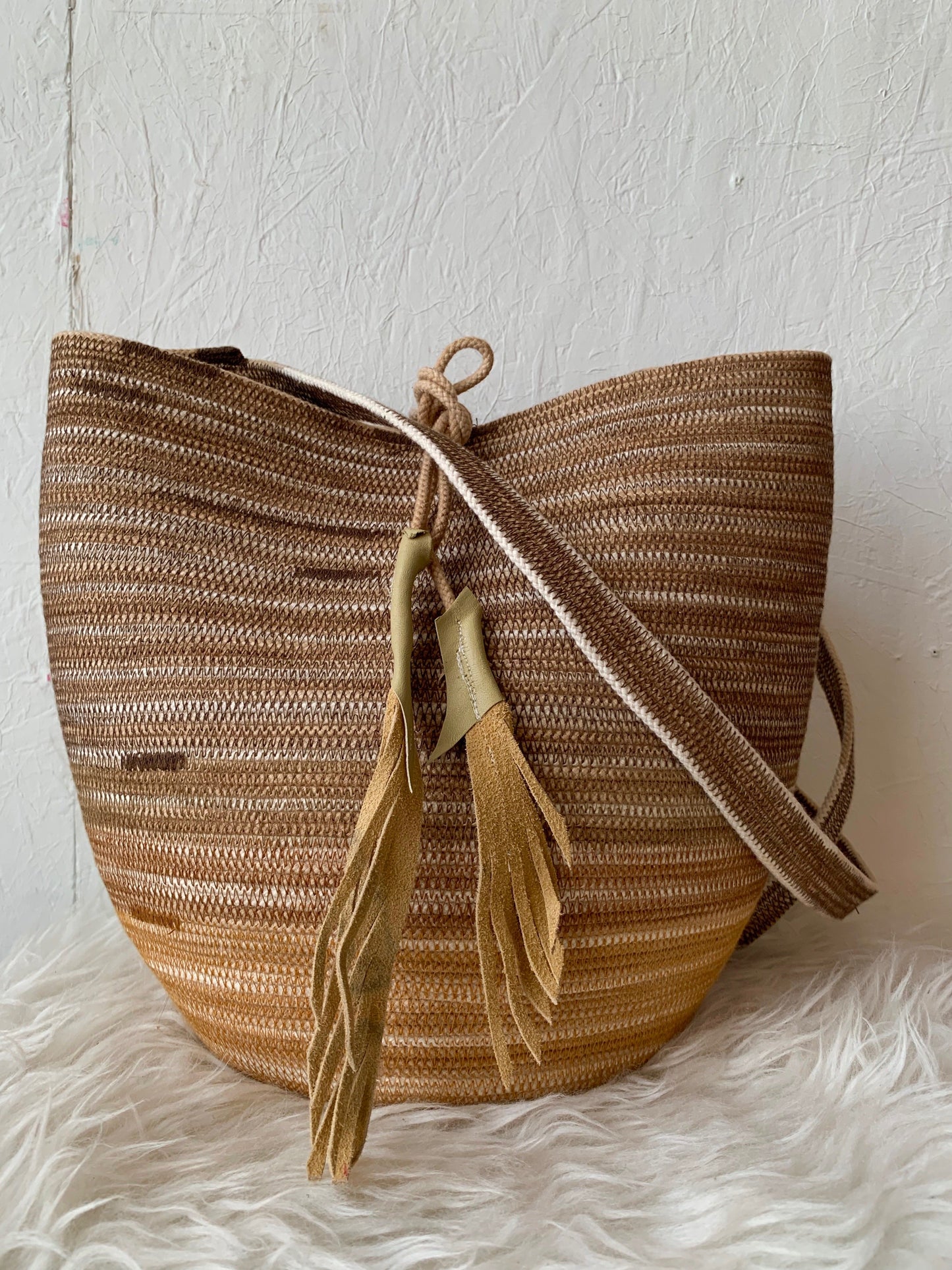 handmade rope basket by velvet plume