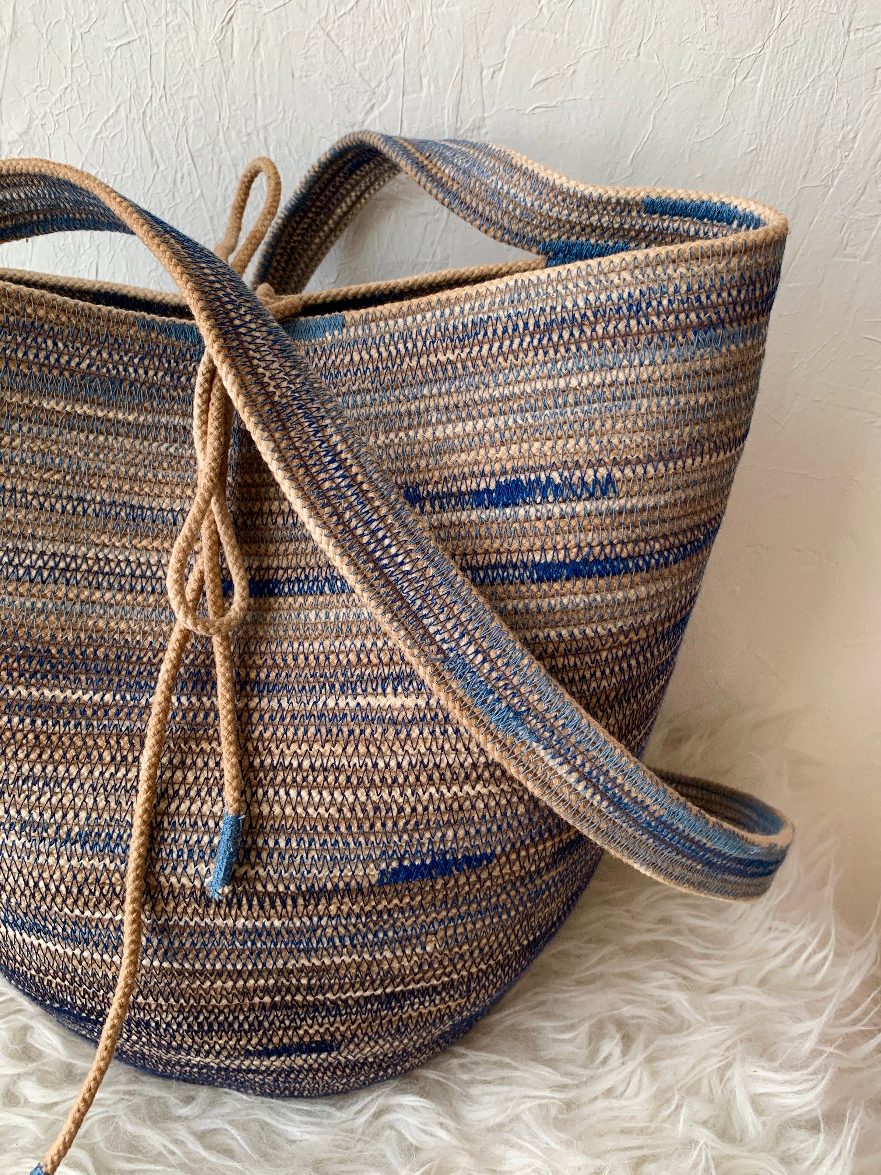 naturally dyed handmade rope basket