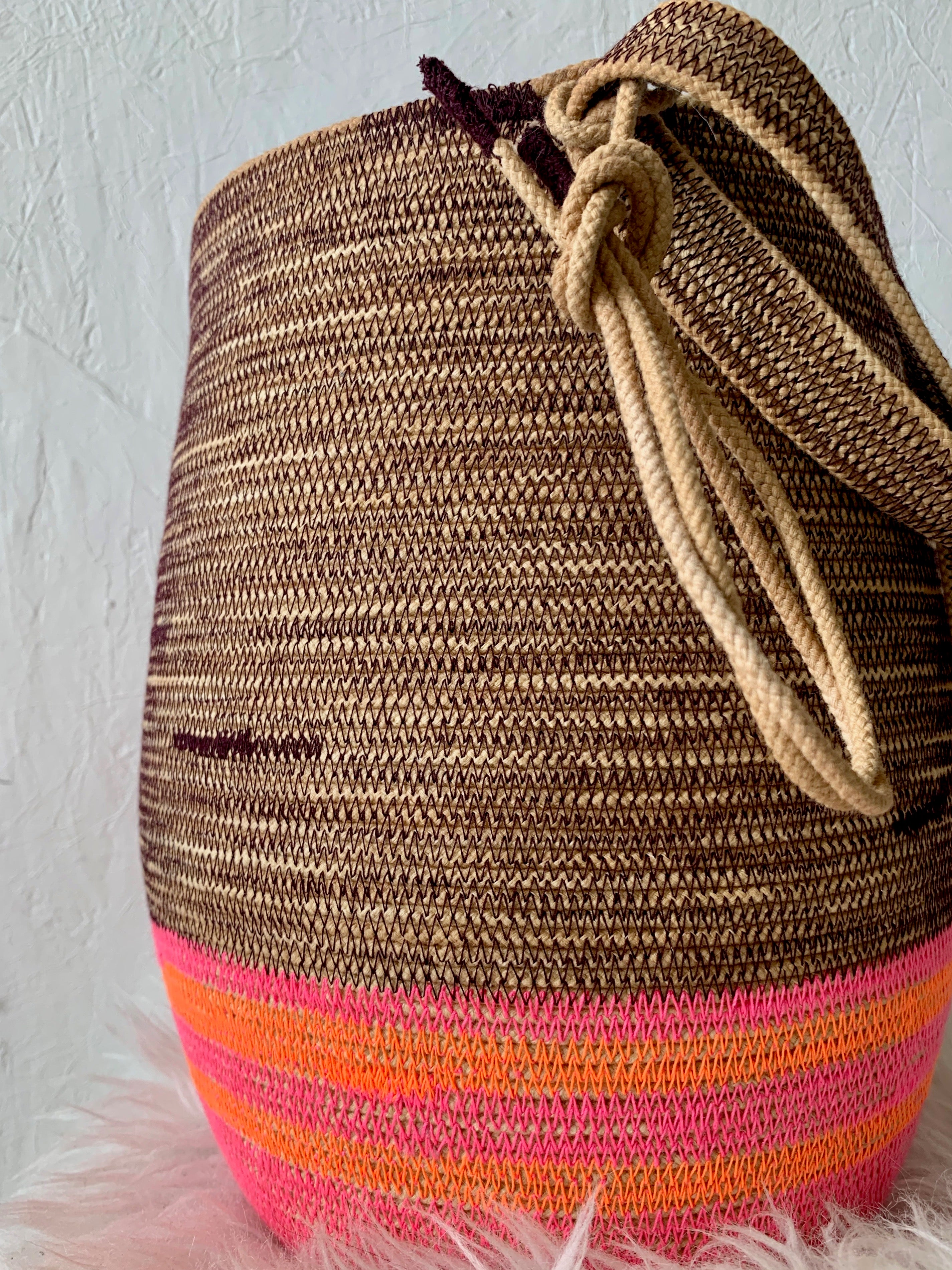 electric pink and orange basket