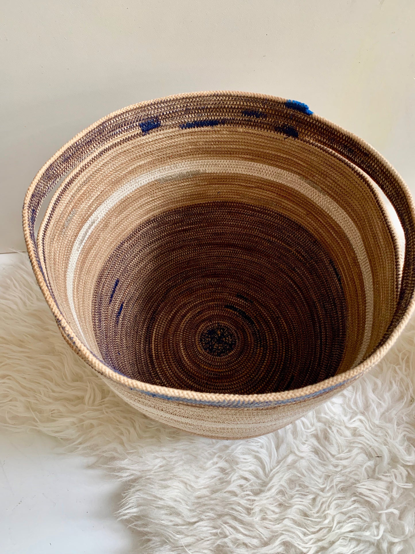 handmade naturally dyed rope basket